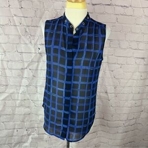 Michael Kors royal blue Chic Sleeveless Blouse sz 6 Grommet Neckline